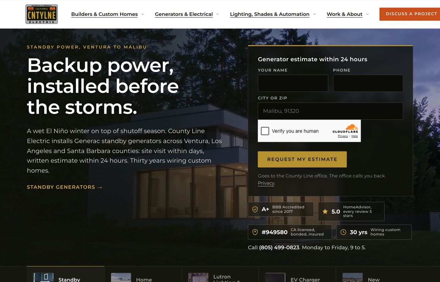 County Line Electric website built by Digilu