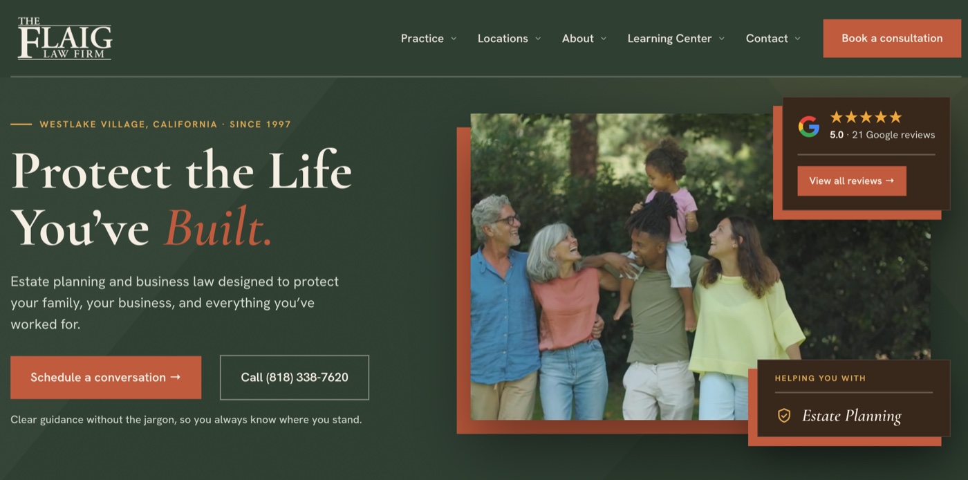 Flaig Law Firm website after the Digilu rebuild