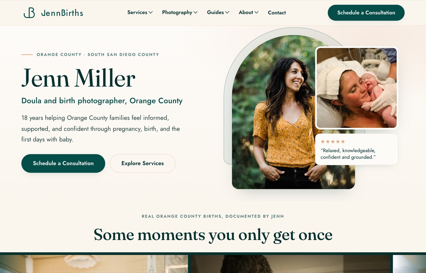 Jenn Births website built by Digilu