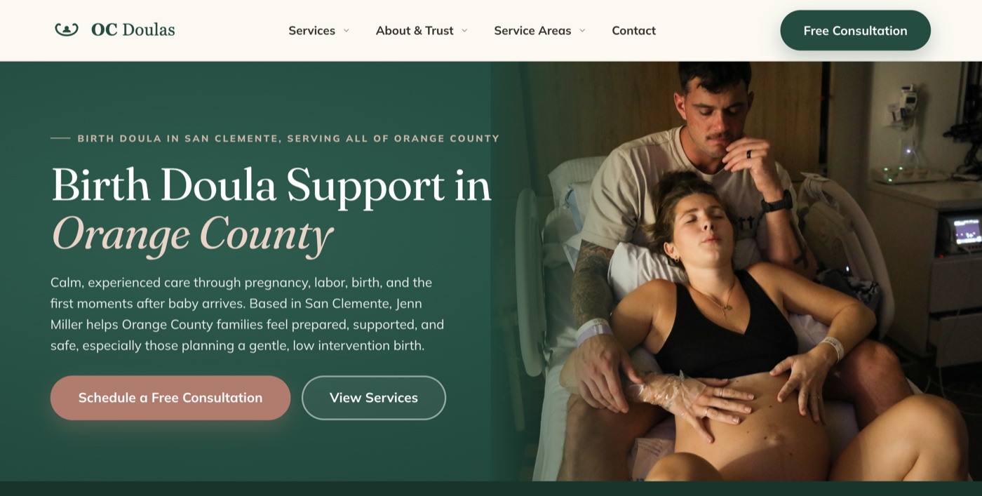 OC Doulas website after the Digilu rebuild