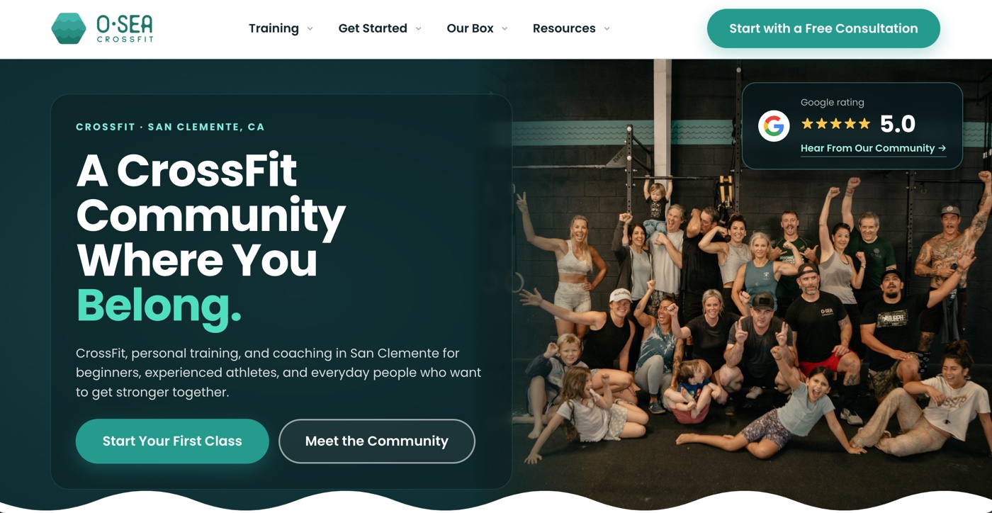 O-SEA CrossFit website after the Digilu rebuild