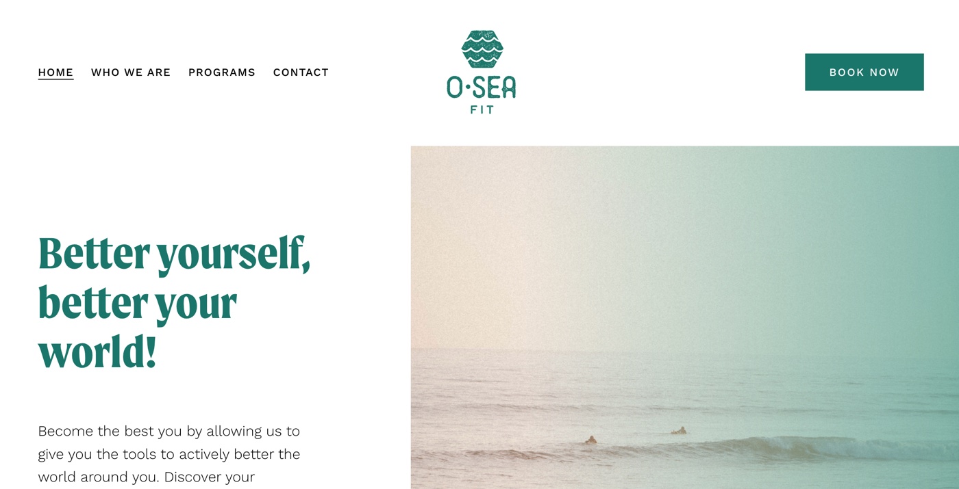 O-SEA Fit website before the rebuild