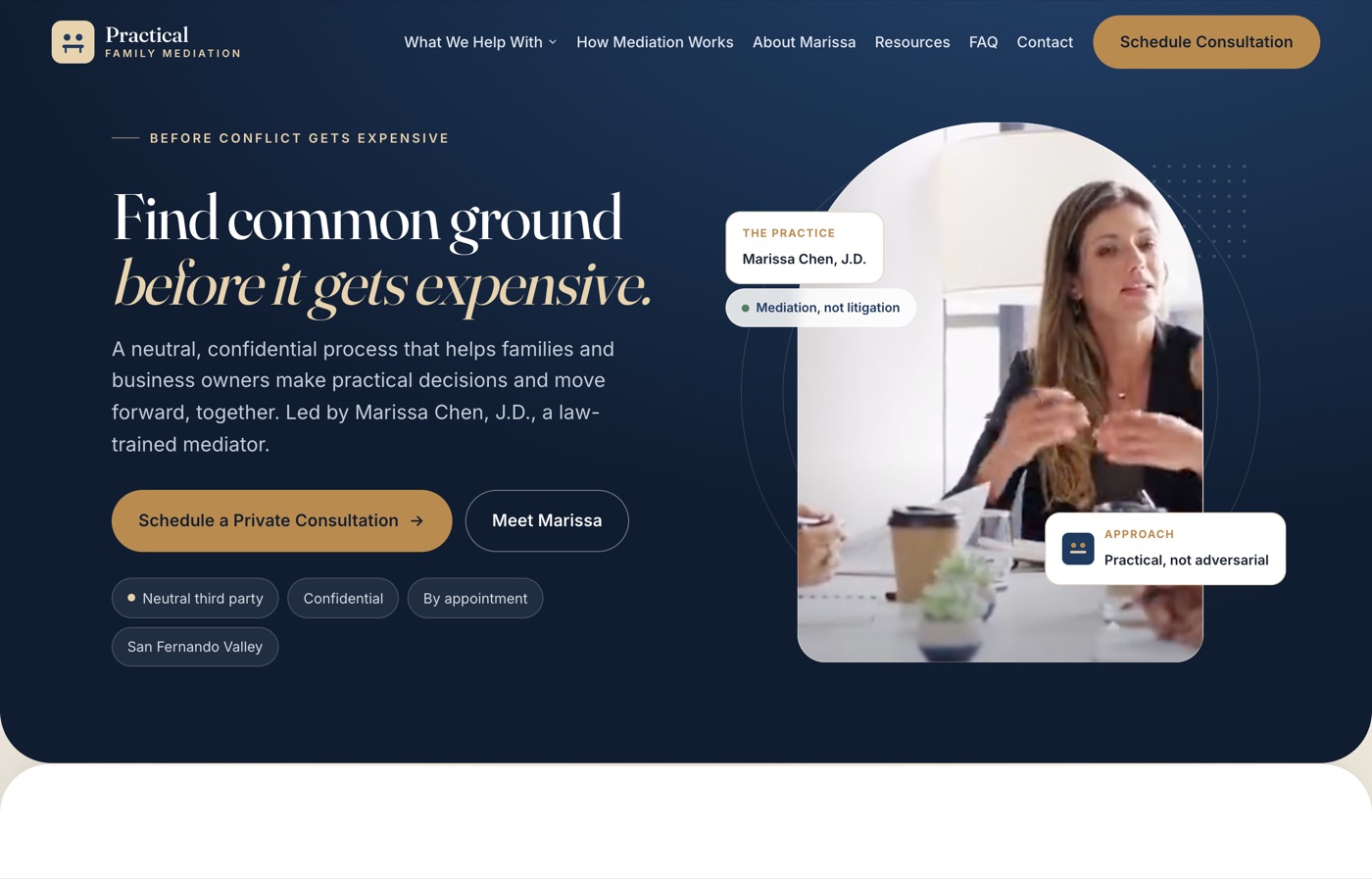 Practical Family Mediation website built by Digilu