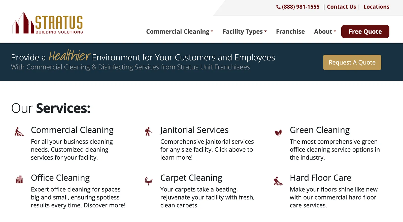 Stratus Building Solutions website before rebrand