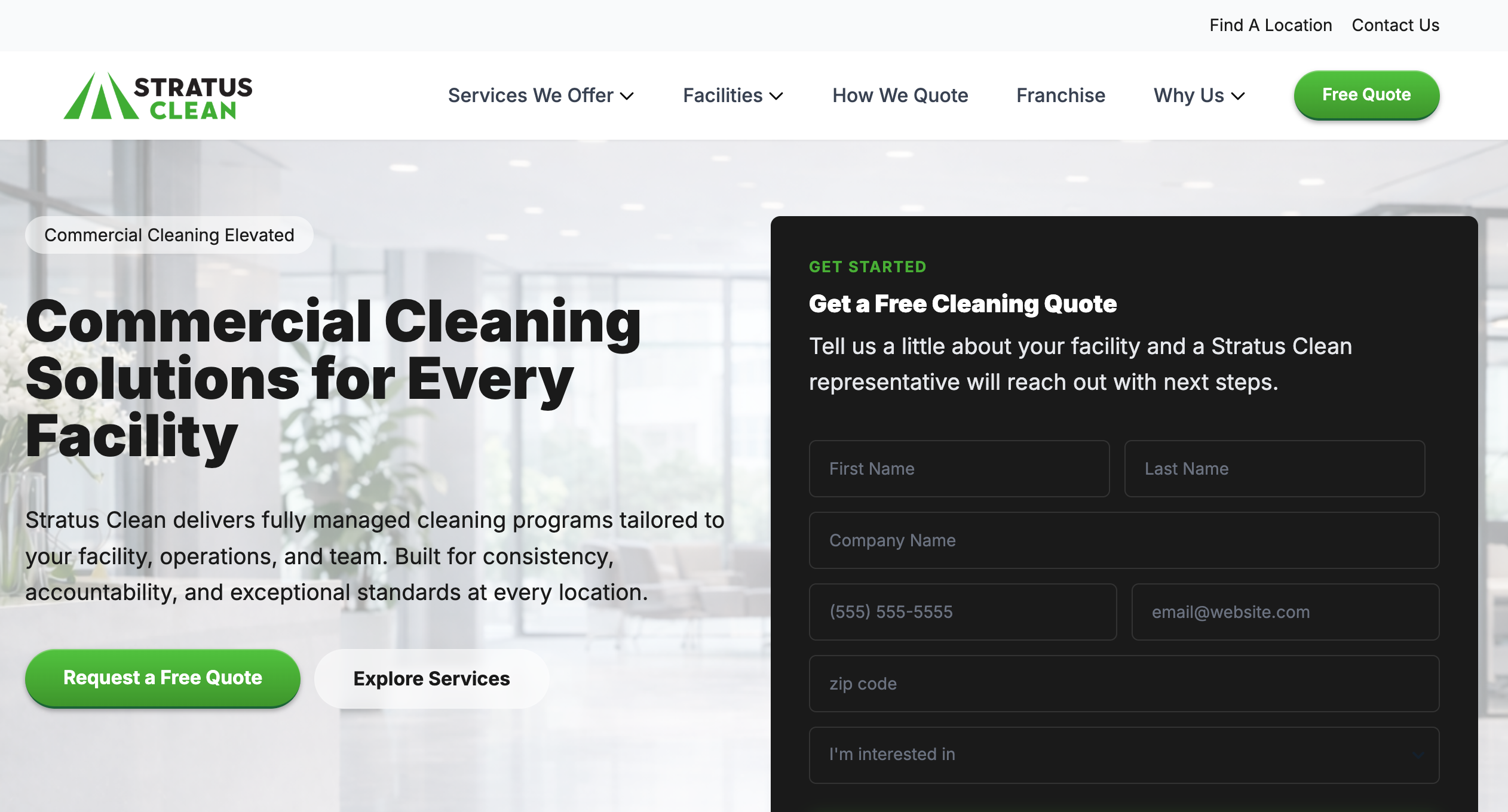 Stratus Clean rebrand — website and brand identity
