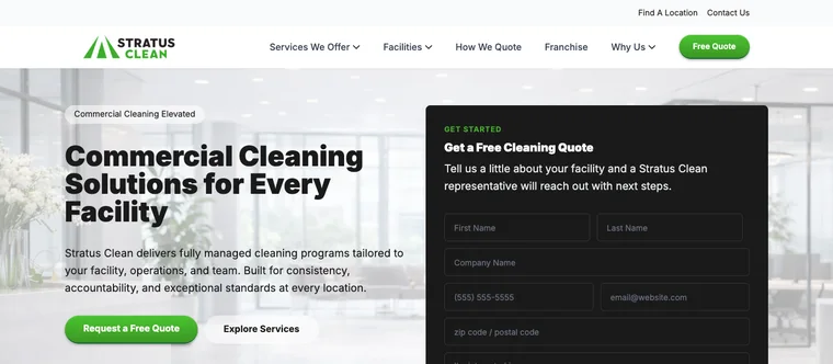 Stratus Clean website homepage